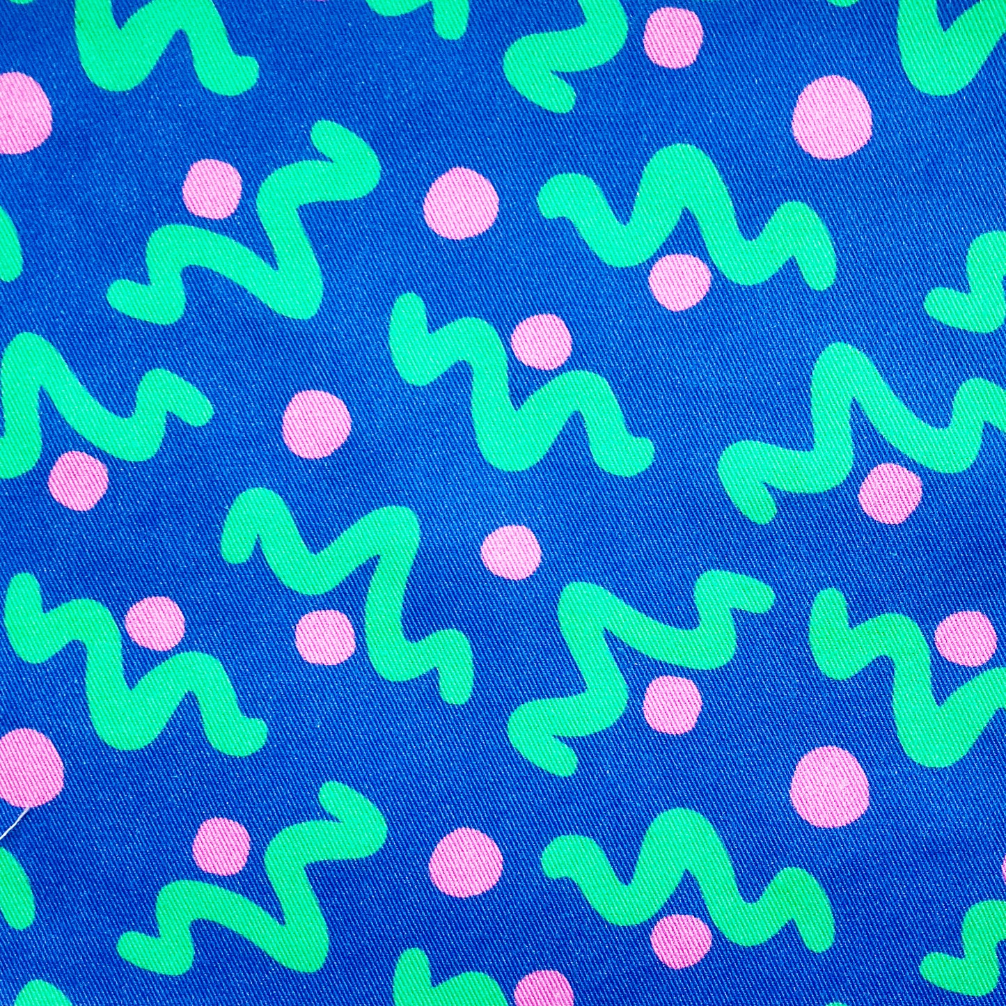 Fabric- Blue Squiggle Print Cotton Drill