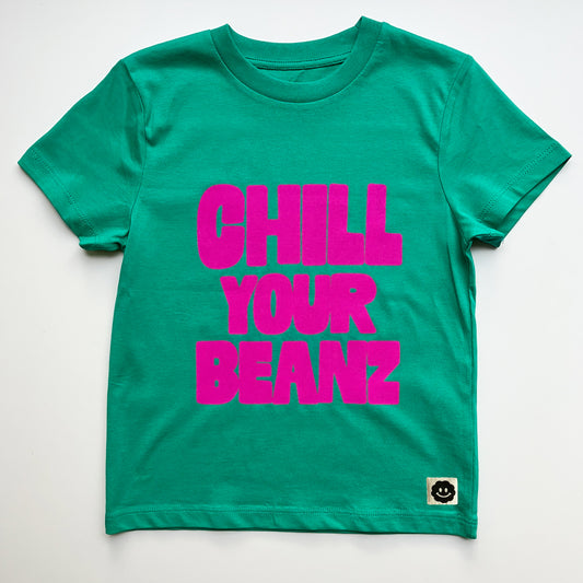 'Chill Your Beanz' Green Kids T-Shirt