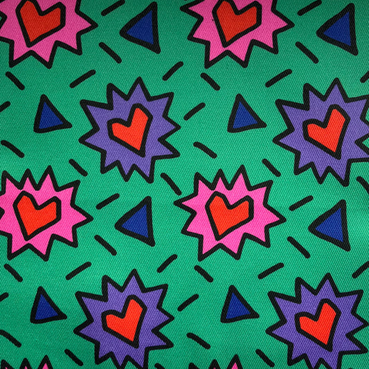 Fabric- Green Love Heart Print